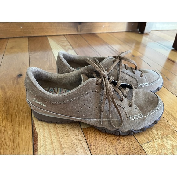 Skechers Tan Suede Women's Size 7 Memory Foam Air‎ Cooled Sneakers Shoes - Picture 1 of 7